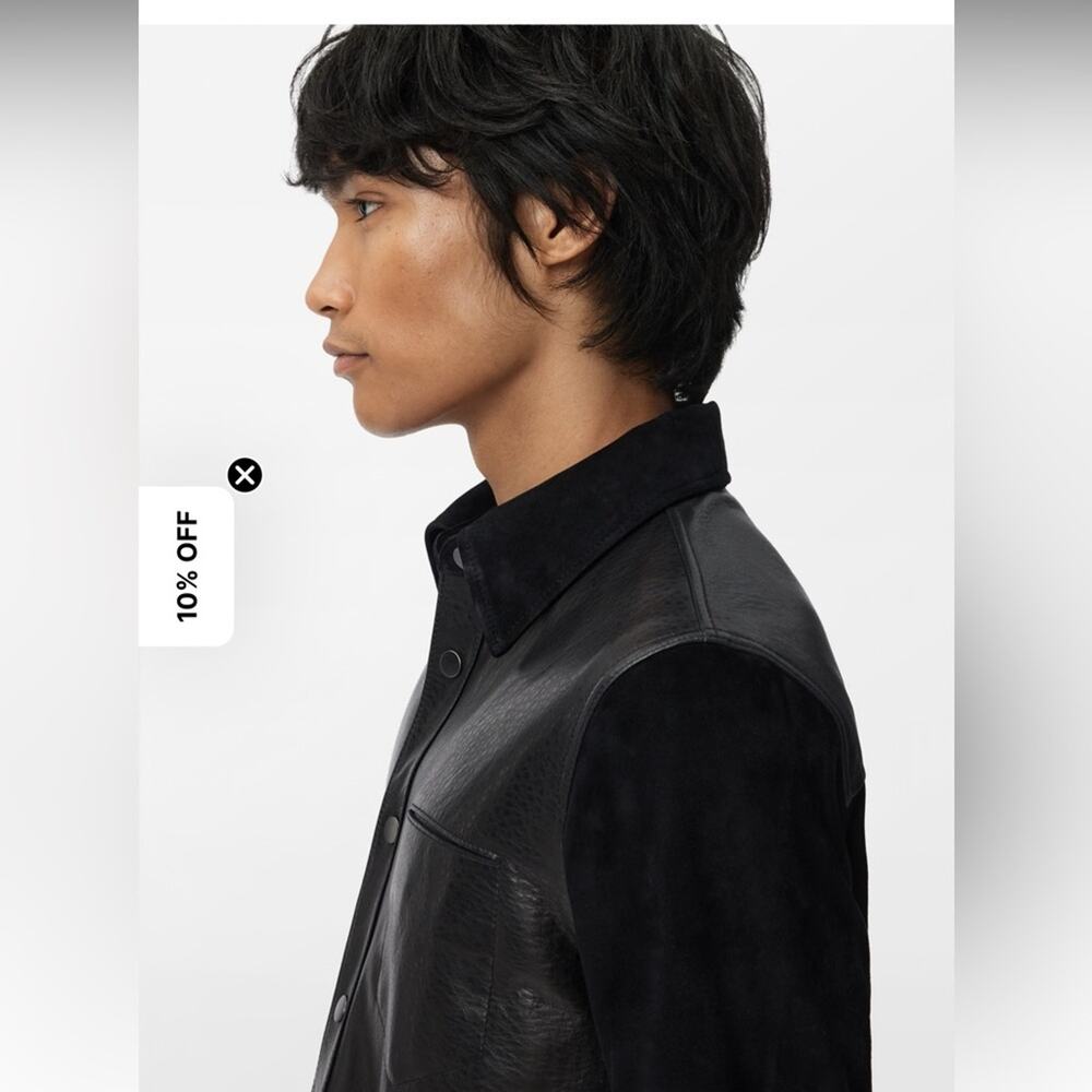 NWT: John Varvatos The Delancey Shirt Jacket in Black- 100% Sheepskin Size 50 - Picture 6 of 16